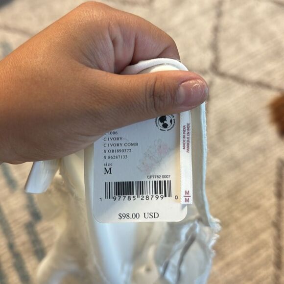 Free People Bed Jacket Long Sleeve Top With Front Ties and Lace White M - Picture 3 of 3